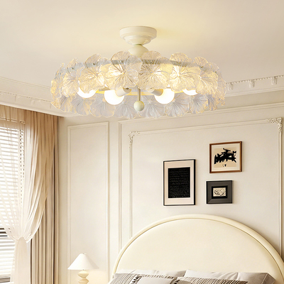 法式轻奢创意奶油玻璃花瓣吸顶灯1166