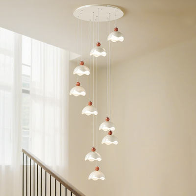 中古风个性温和奶油色楼梯吊灯6243