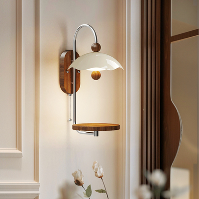 中古风个性创意托盘胡桃木纹温馨壁灯620...