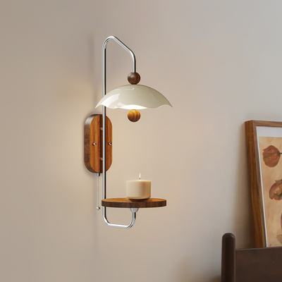 中古风个性创意托盘胡桃木纹温馨壁灯620...