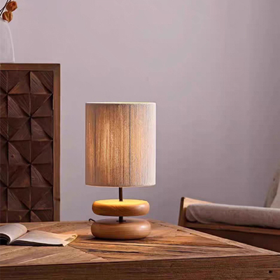 温馨个性布艺原木创意台灯QZ022T