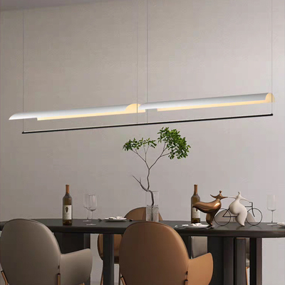 后现代艺术新中式极简长条吊灯瓦檐/2P