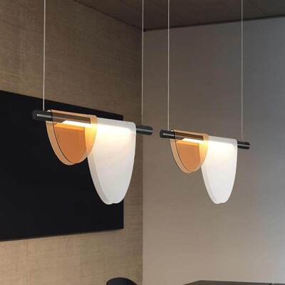 北欧后现代艺术创意彩色一字长条吊灯GY0...