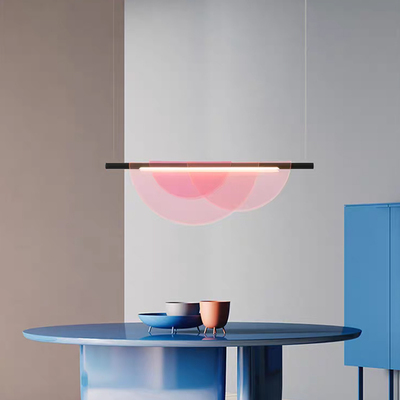 北欧后现代艺术创意彩色一字长条吊灯光影/...