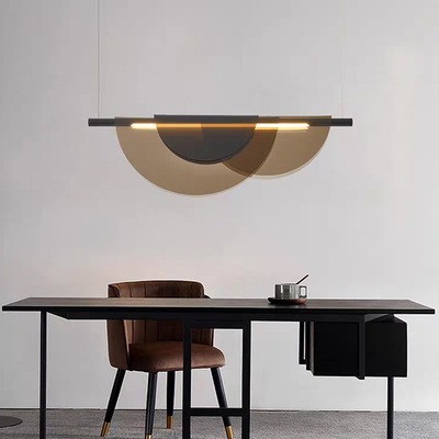 北欧后现代艺术创意彩色一字长条吊灯光影