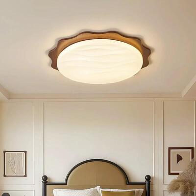 全屋中古风客厅家用大厅简约胡桃木纹吸顶灯...