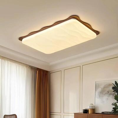 全屋中古风客厅家用大厅简约胡桃木纹吸顶灯...