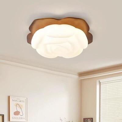 法式中古吸顶灯卧室灯复古美式胡桃木纹全光...