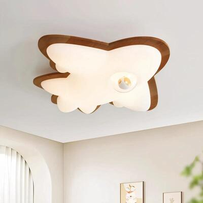 法式中古吸顶灯卧室灯复古美式胡桃木纹全光...