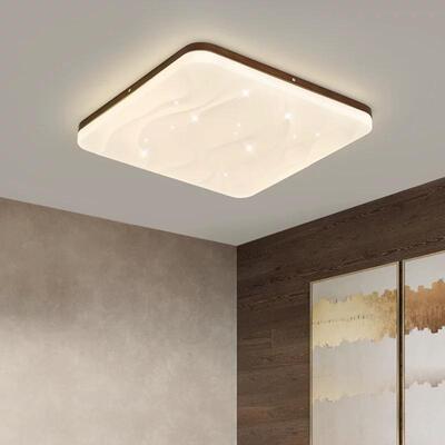 法式中古吸顶灯卧室灯复古美式胡桃木纹全光...