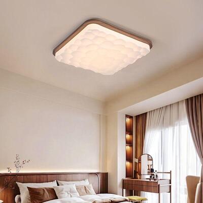 卧室吸顶灯中古胡桃木现代简约书房房间全光谱中山灯具899