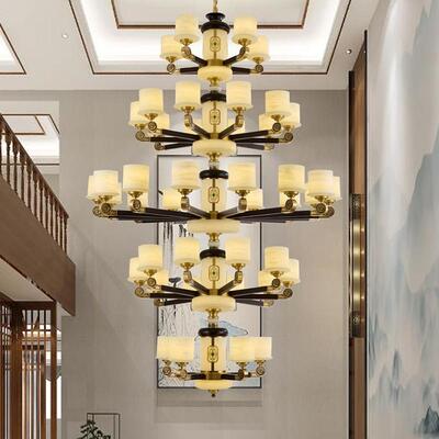 新中式铜+木+仿玉罩 灯体 客厅餐厅书房...