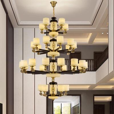 新中式铜+木+仿玉罩 灯体 客厅餐厅书房...