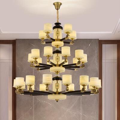 新中式铜+木+仿玉罩 灯体 客厅餐厅书房...