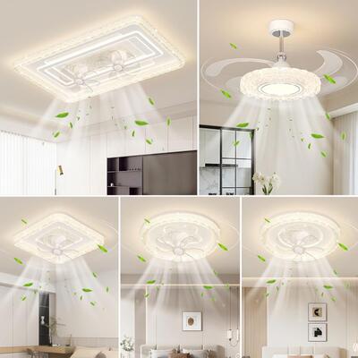 现代简约侧山峰亚克力360度摇头风扇套餐...