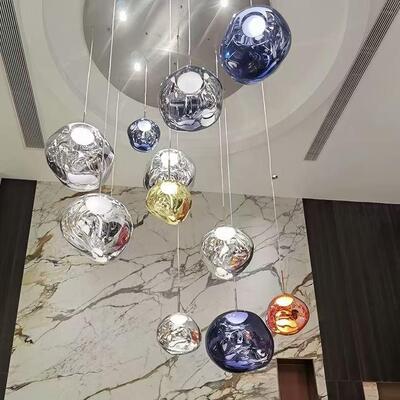 设计师熔岩吊灯轻奢别墅复式楼loft楼梯...